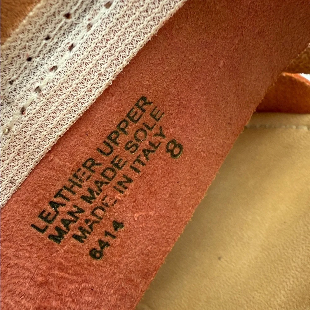 Sotto Sopra  Women's Pink and Orange leather Wedge Sandals 8 slip on casual Y2K